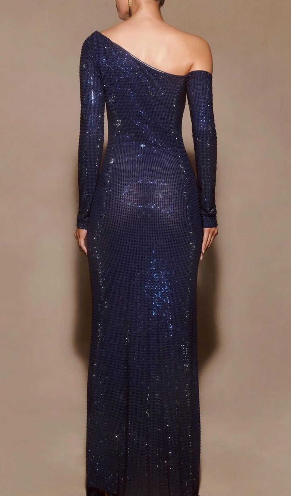 Jacinthe Navy Off-Shoulder Diamante Maxi Dress