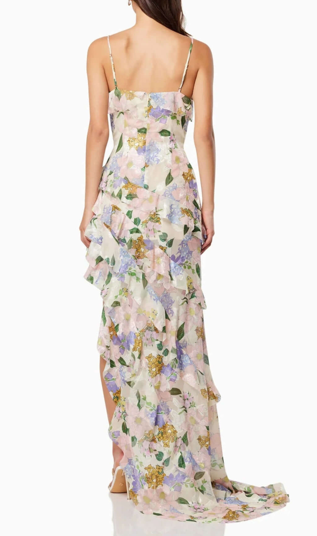 Aviya Floral Ruffle Split Maxi Dress