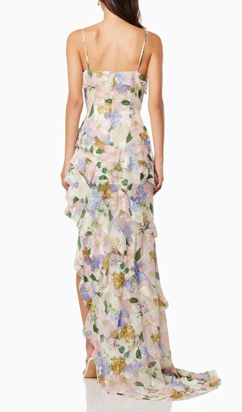 Aviya Floral Ruffle Split Maxi Dress