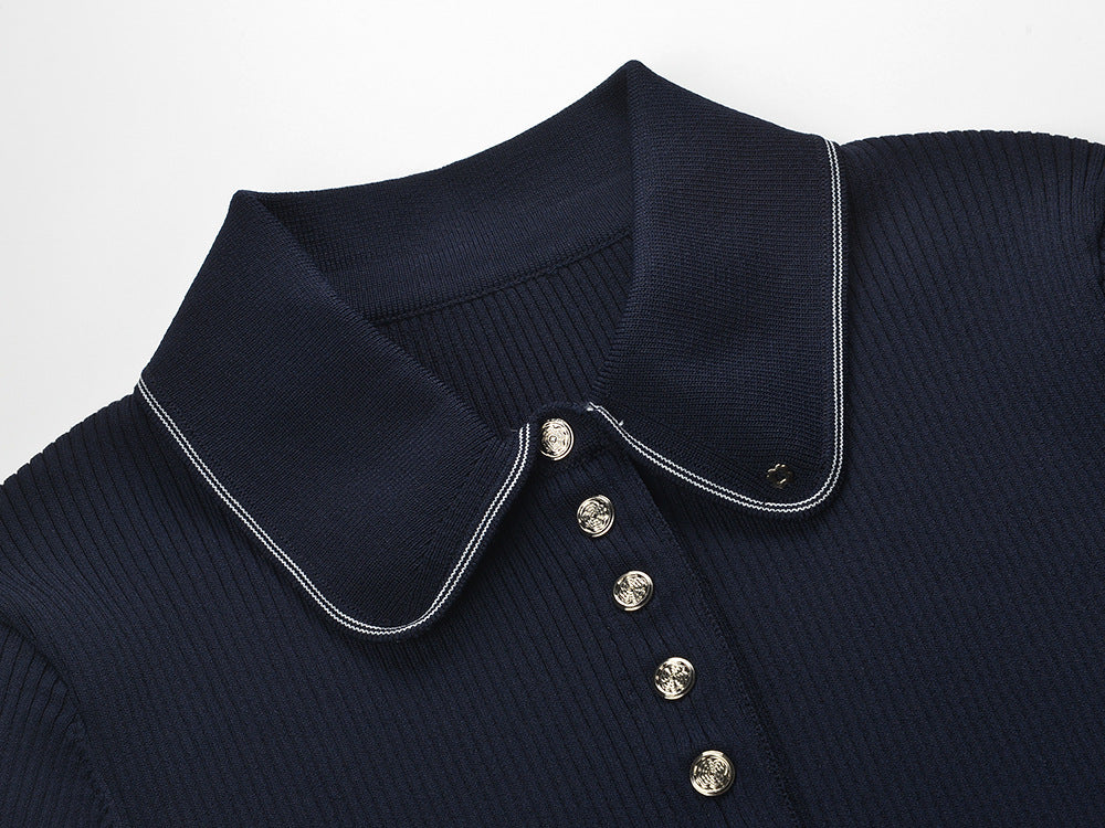 Effortless Chic: Two-Tone Pleated Polo Mini Dress for Women