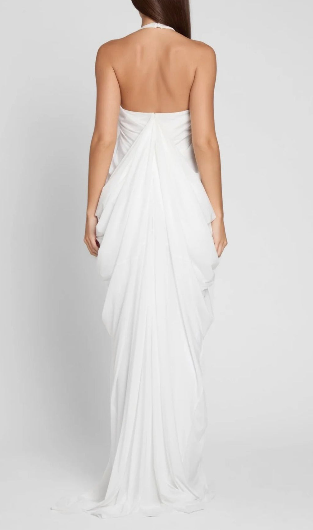 Kenza White Halter Pleated Maxi Dress | Elegant Flowy Formal Gown for Women