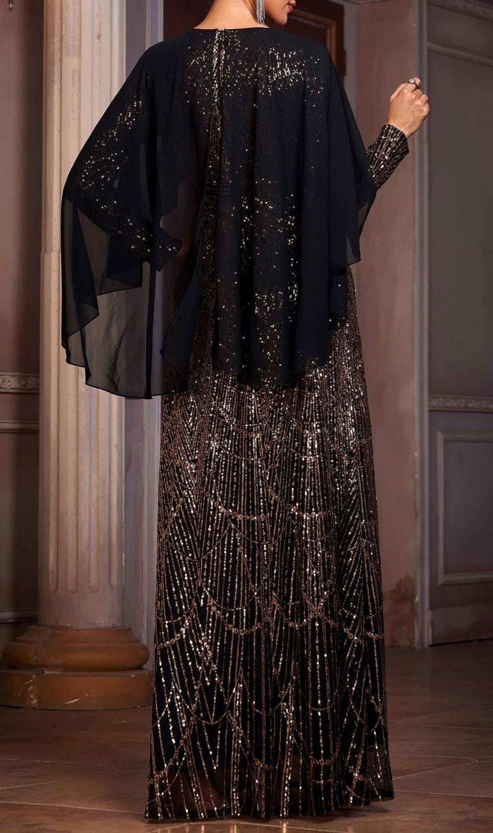 Hana Long Sleeve Sequin Maxi Dress