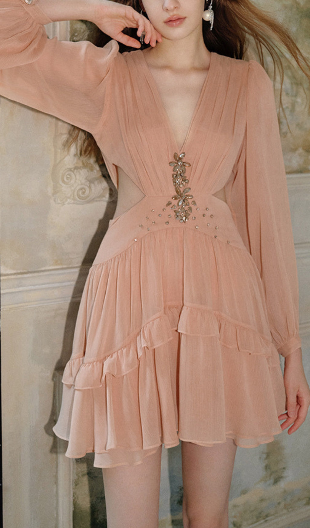 Devera V-Neck Long Sleeve Mini Dress