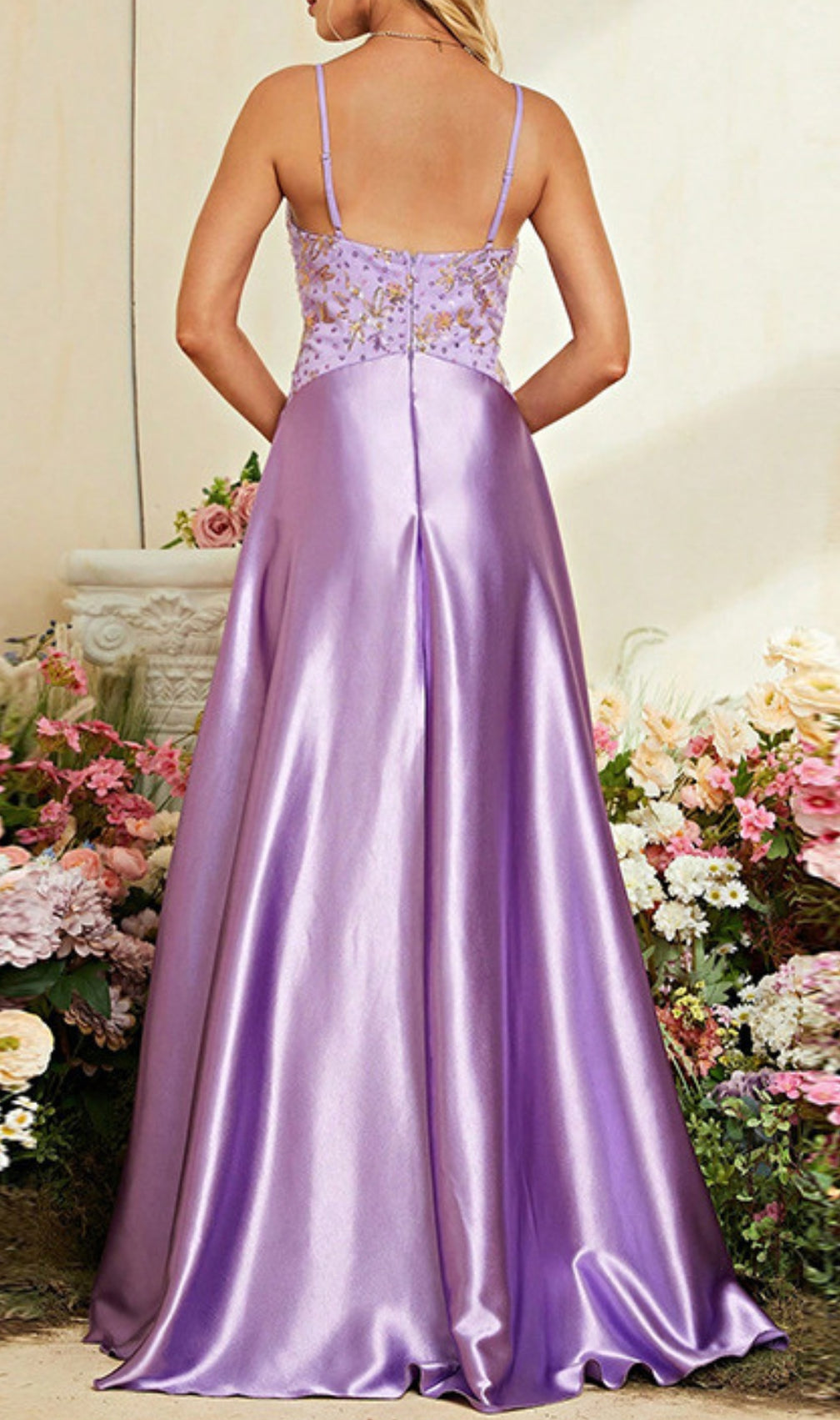 Dierk Purple V-Neck Sequin Maxi Dress