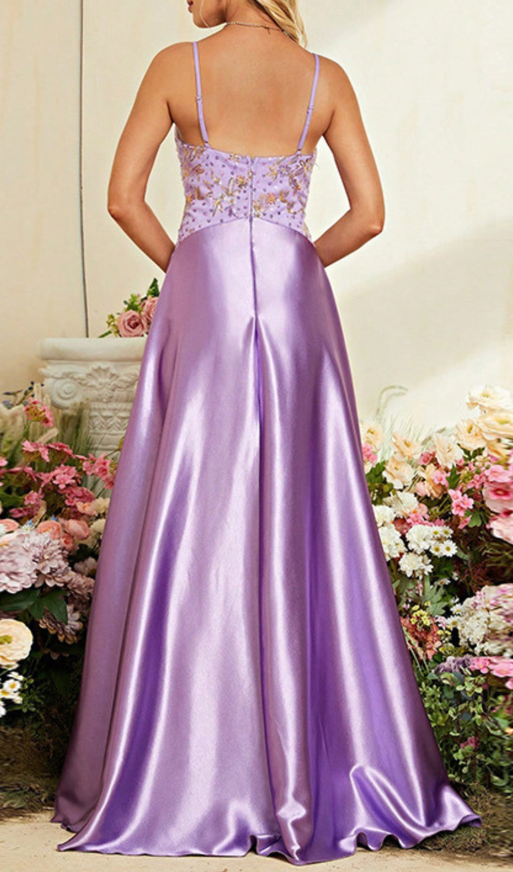 Dierk Purple V-Neck Sequin Maxi Dress