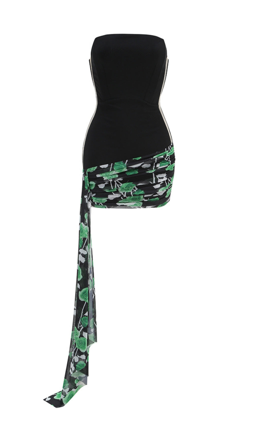 Bonita Black Floral Strap Mini Dress