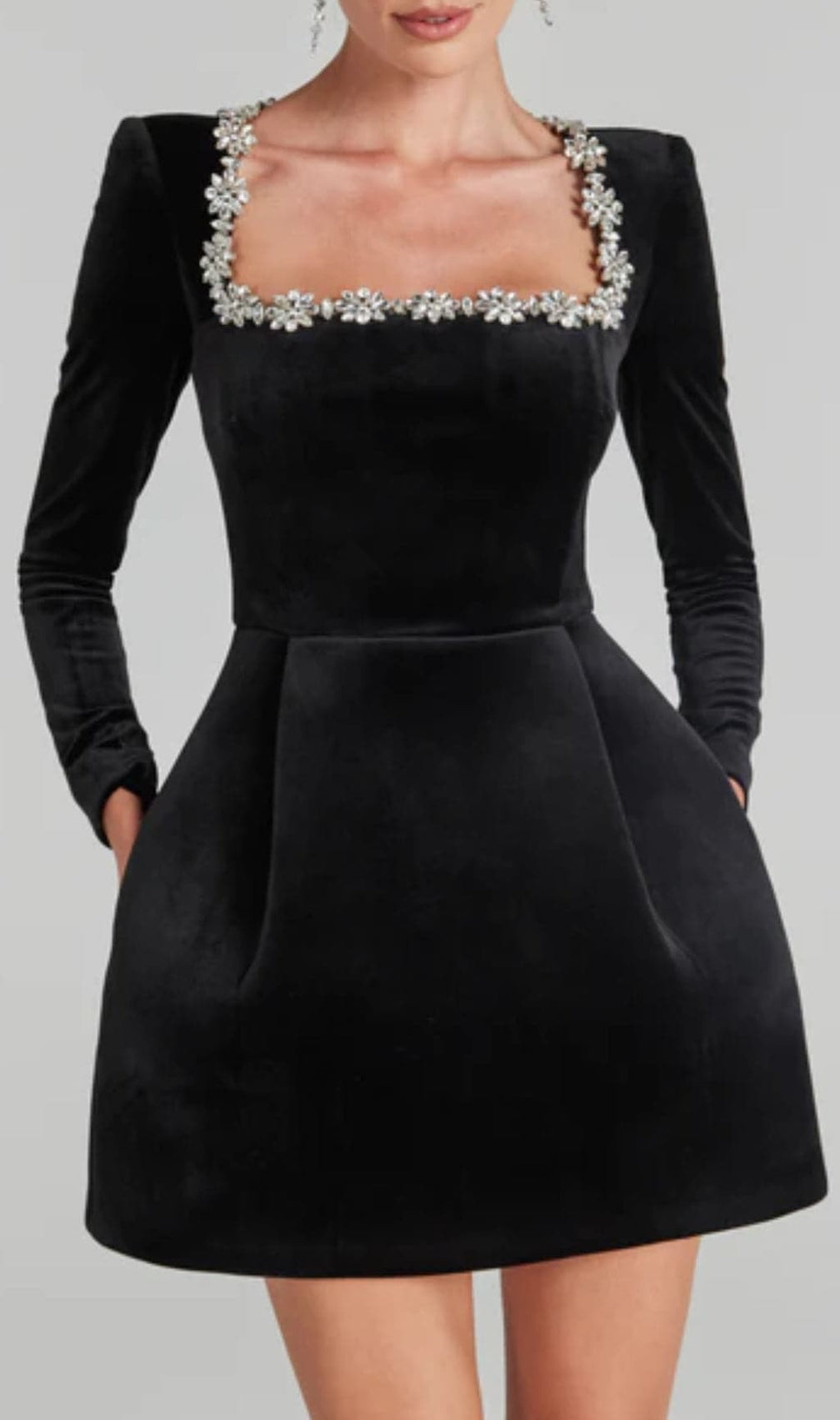 Aramoana Black Crystal Decor Mini Dress