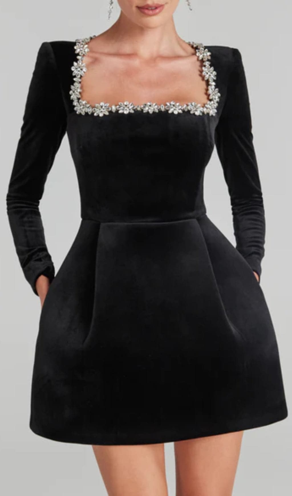 Aramoana Black Crystal Decor Mini Dress