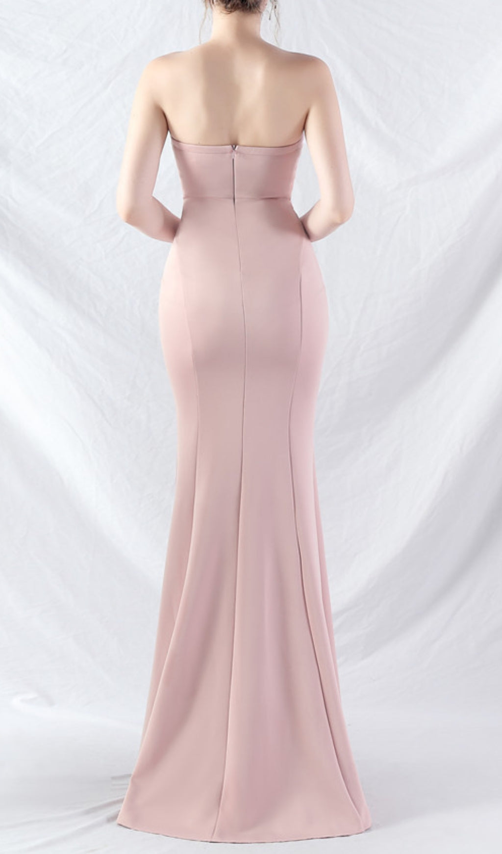 Chrina Pink Strapless Ruched Maxi Dress