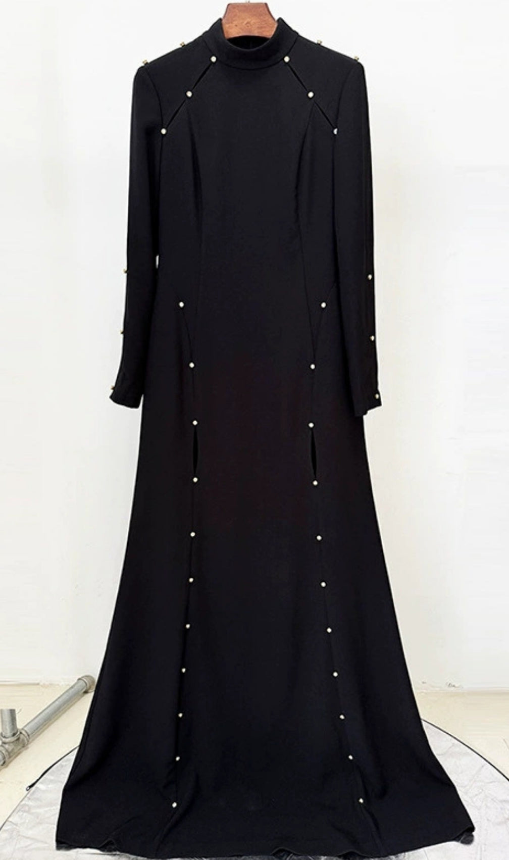 Electa Black Long Sleeve Maxi Dress