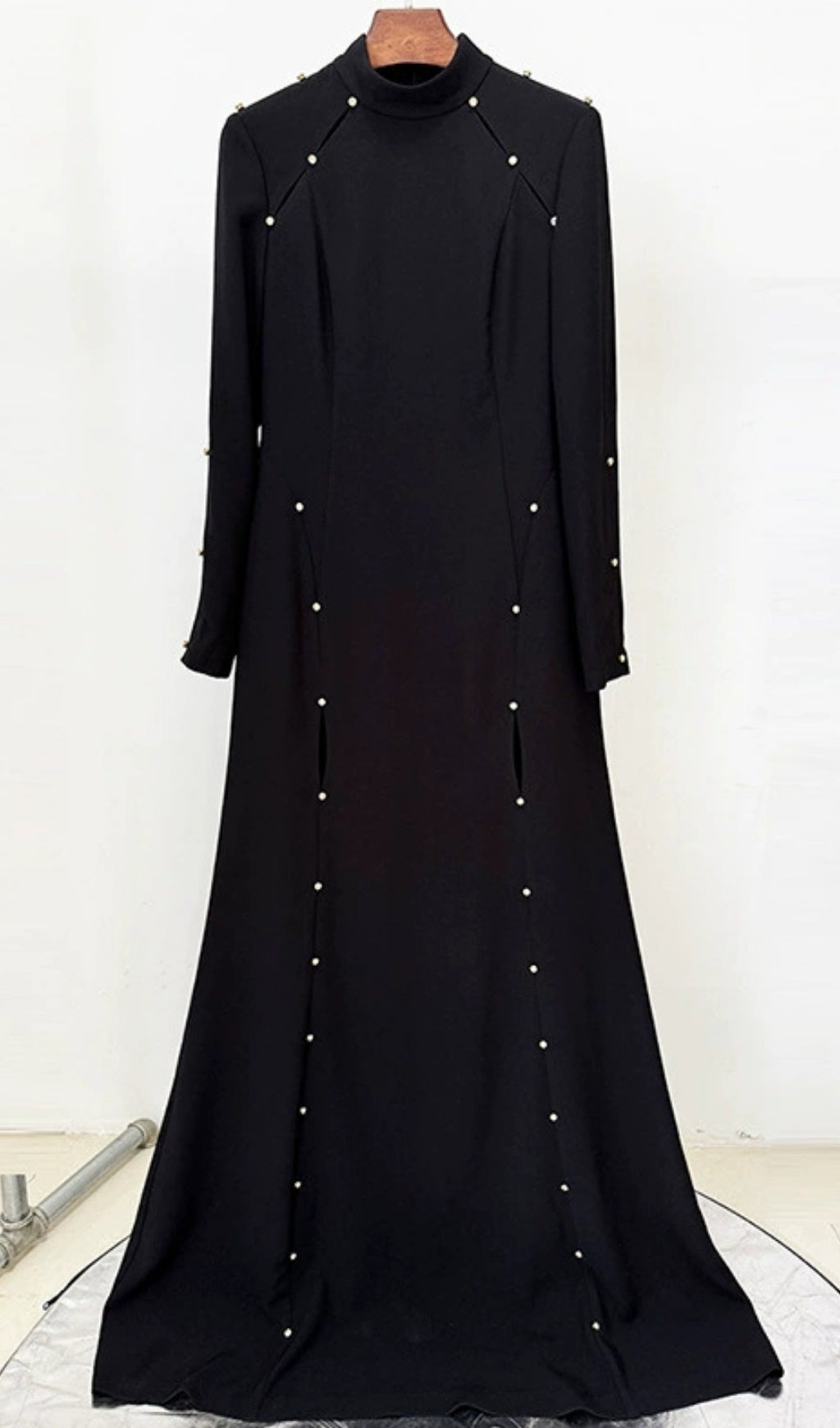 Electa Black Long Sleeve Maxi Dress