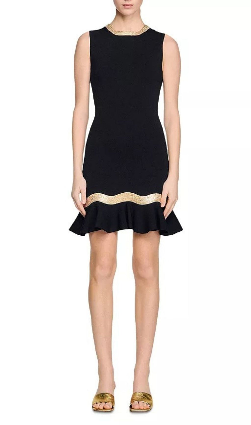 Ophira Metal Chain Trim Knit Short Dress