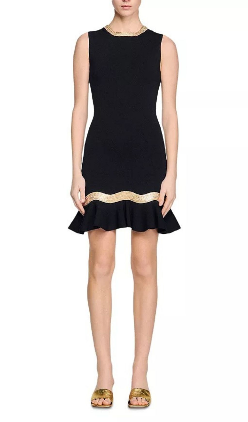 Ophira Metal Chain Trim Knit Short Dress