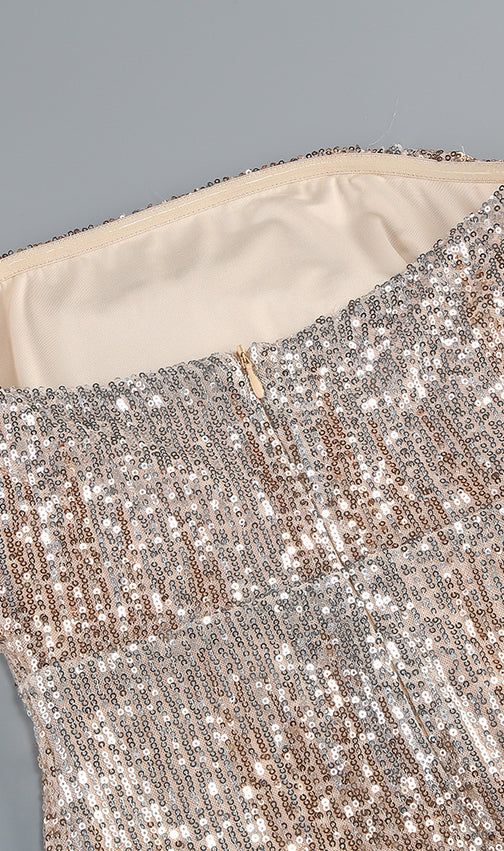 Jaffar Dazzling Strapless Sequin Maxi Dress - Red Carpet Glamour