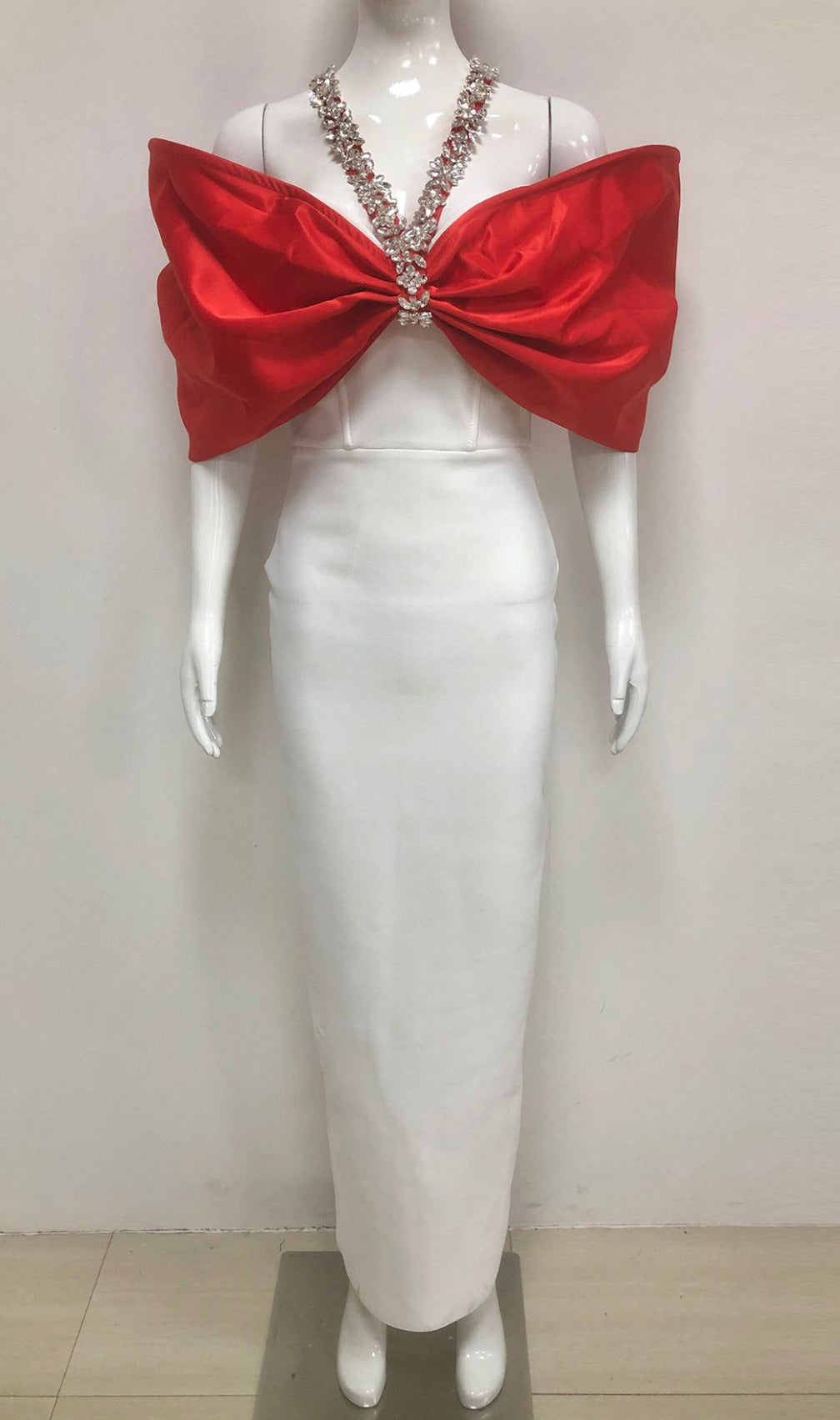 Fenella Diamante Halter Bandage Maxi Dress