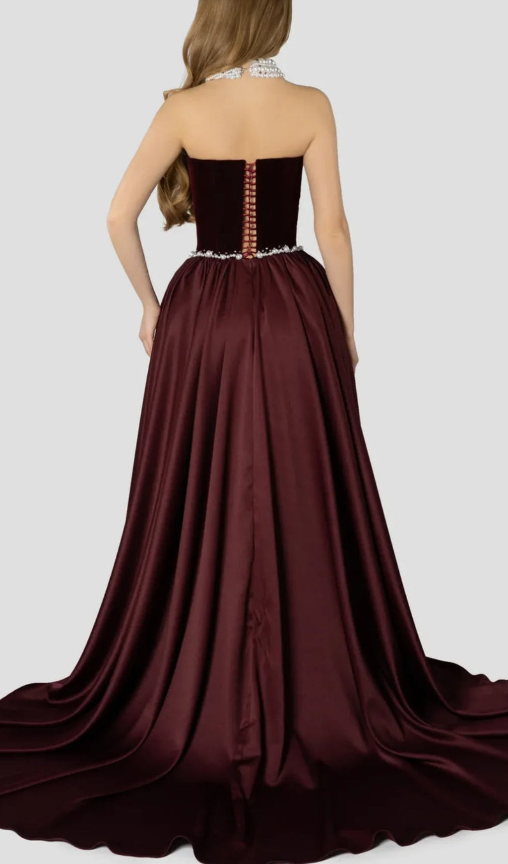 Diva Burgundy Strapless Maxi Dress