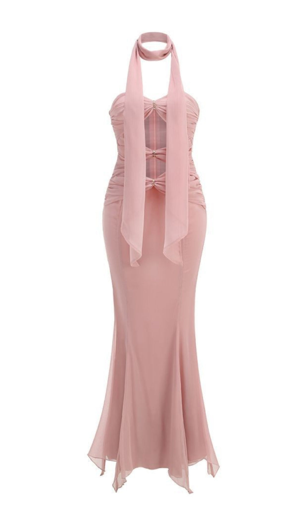 Drosera Pink Strapless Maxi Dress