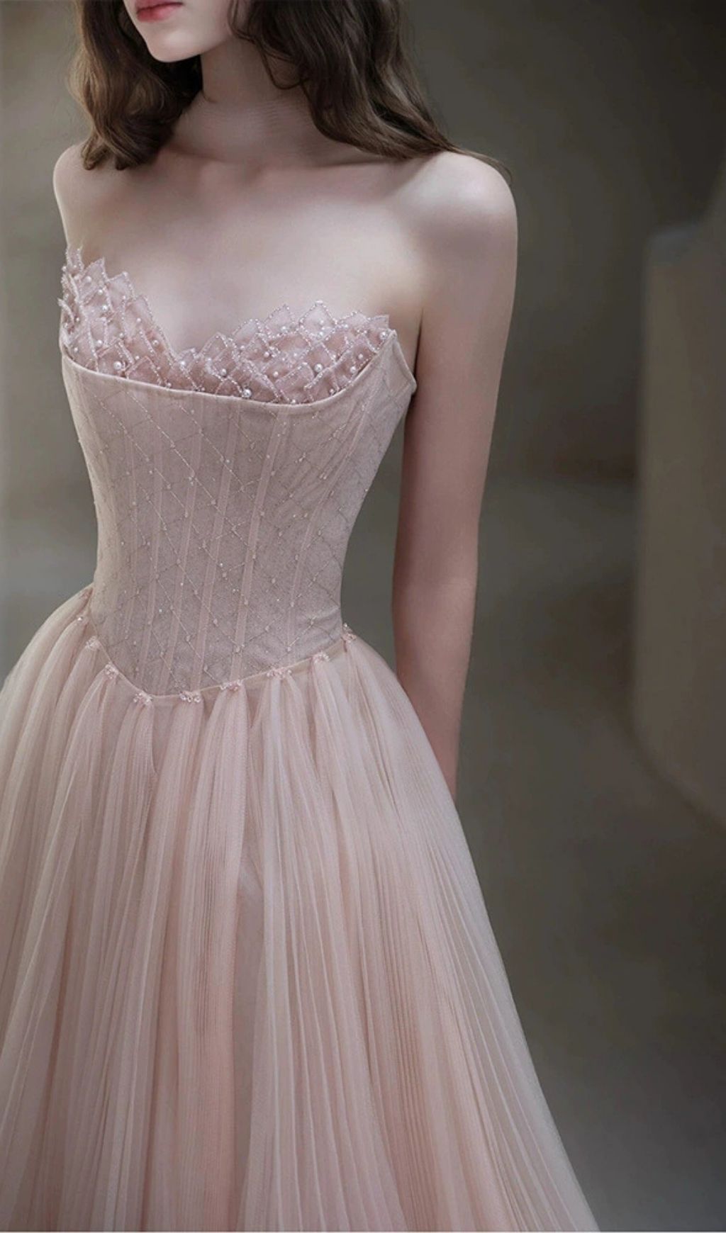 Lakeisha Pink Strapless Corset Maxi Dress