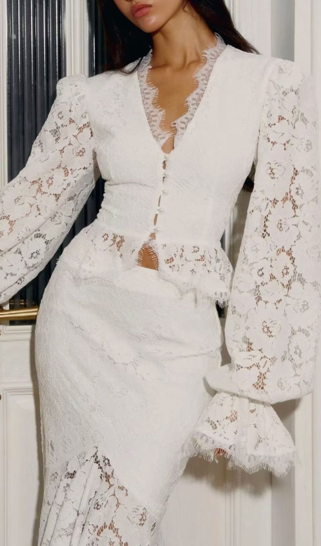 Jennaya White Lace Two-Piece Set | Modern Bridal & Event Elegance