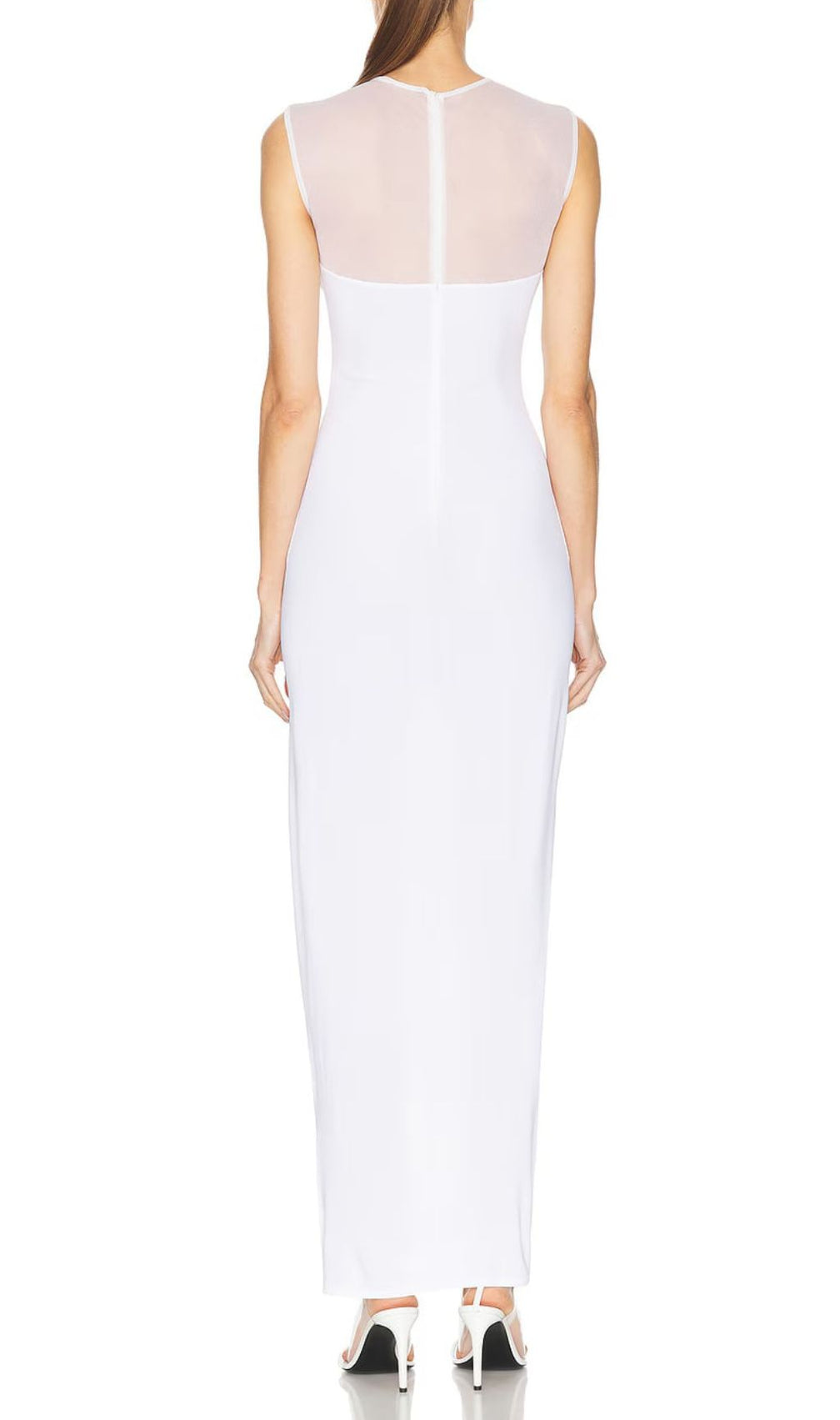 Fadia White Mesh Bandage Maxi Dress