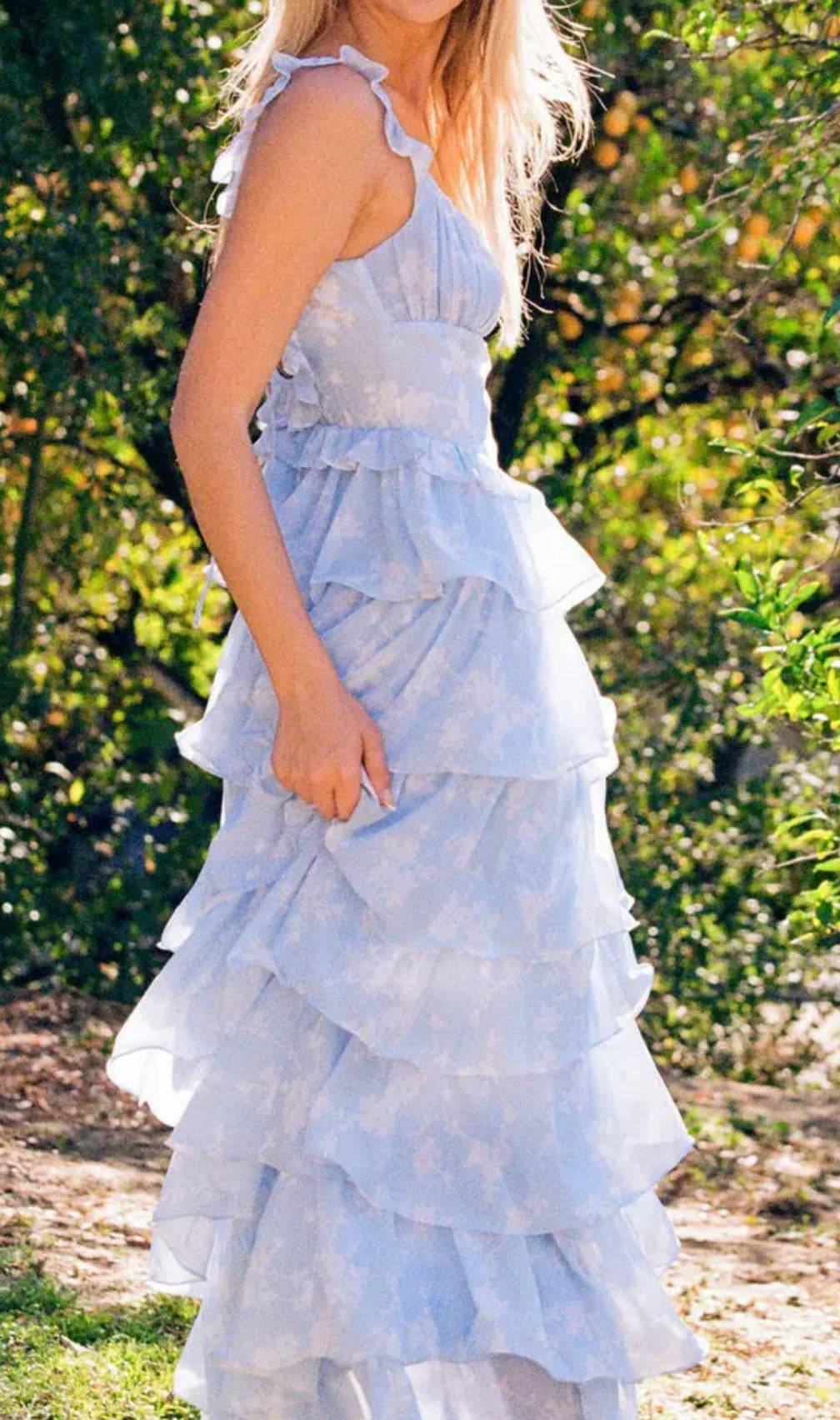 Eulalia Blue Printed Layered Maxi Dress