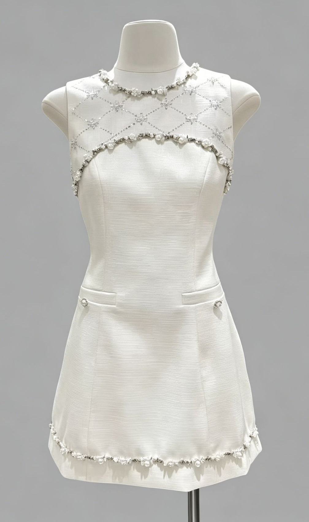 Kimberly Luxe Beaded Tweed Sleeveless Mini Dress - Cocktail & Party