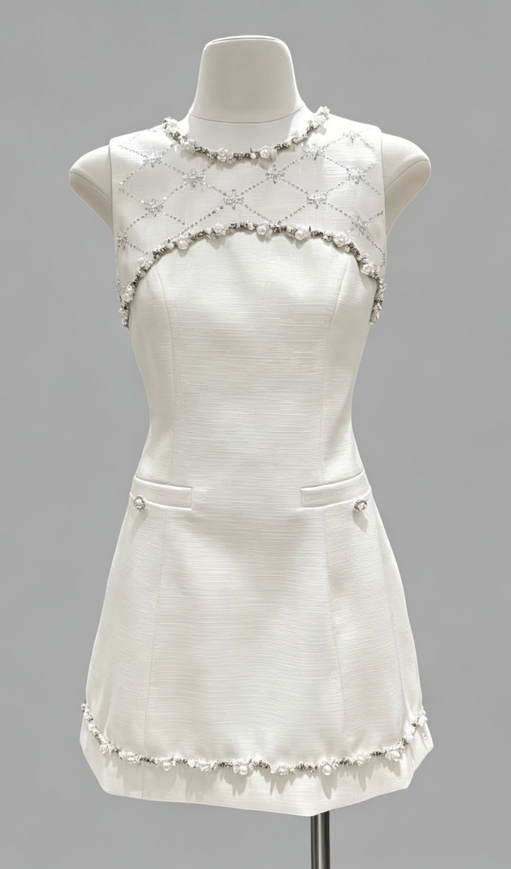 Kimberly Luxe Beaded Tweed Sleeveless Mini Dress - Cocktail & Party