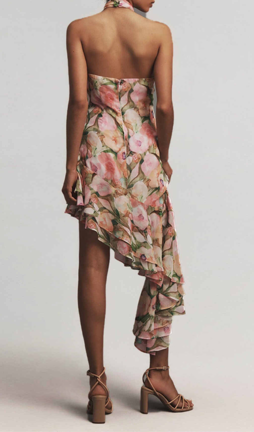Brinsley Halter Floral Ruffle Maxi Dress