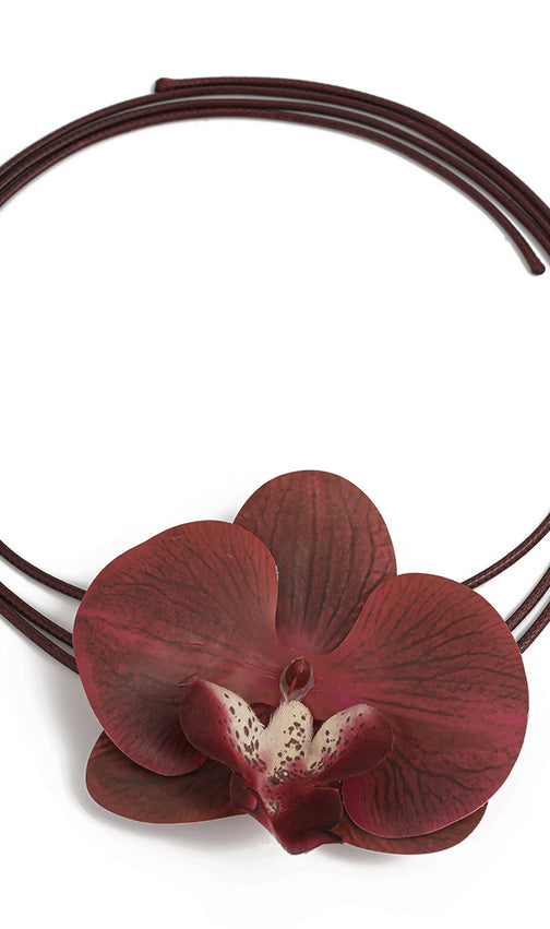 Fanchon Blue Orchid Choker Necklace - Elegant Floral Statement for Women