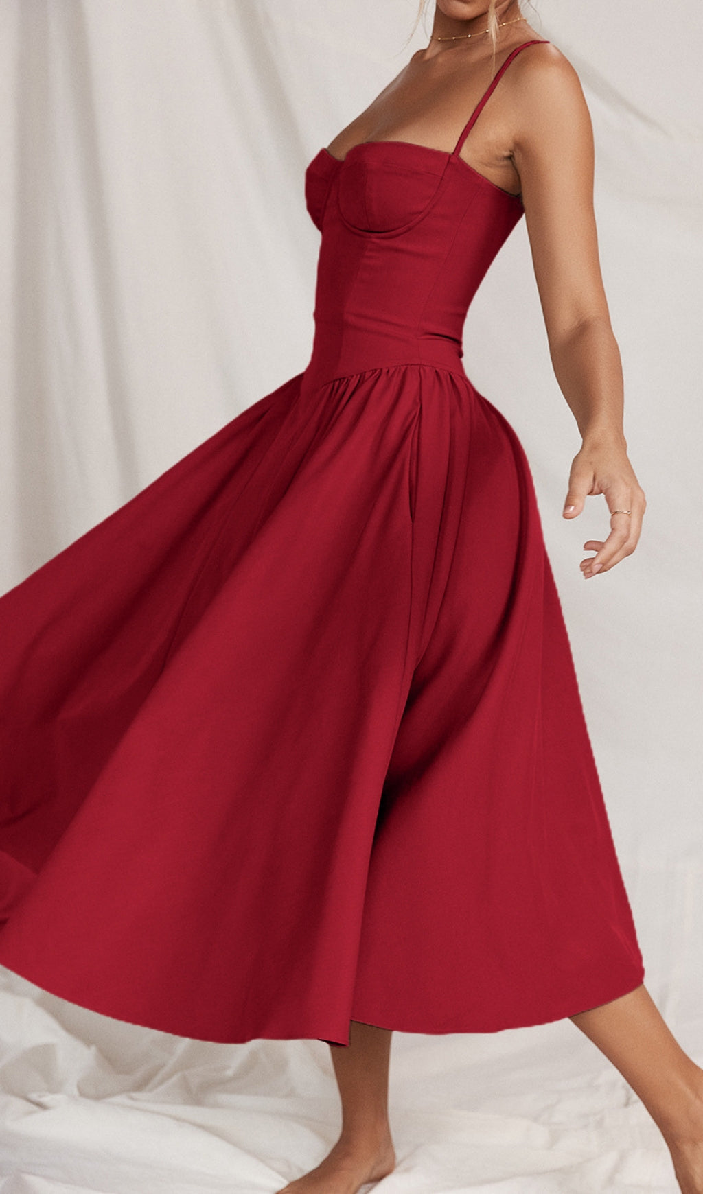 Dextra Red Strappy Midi Dress