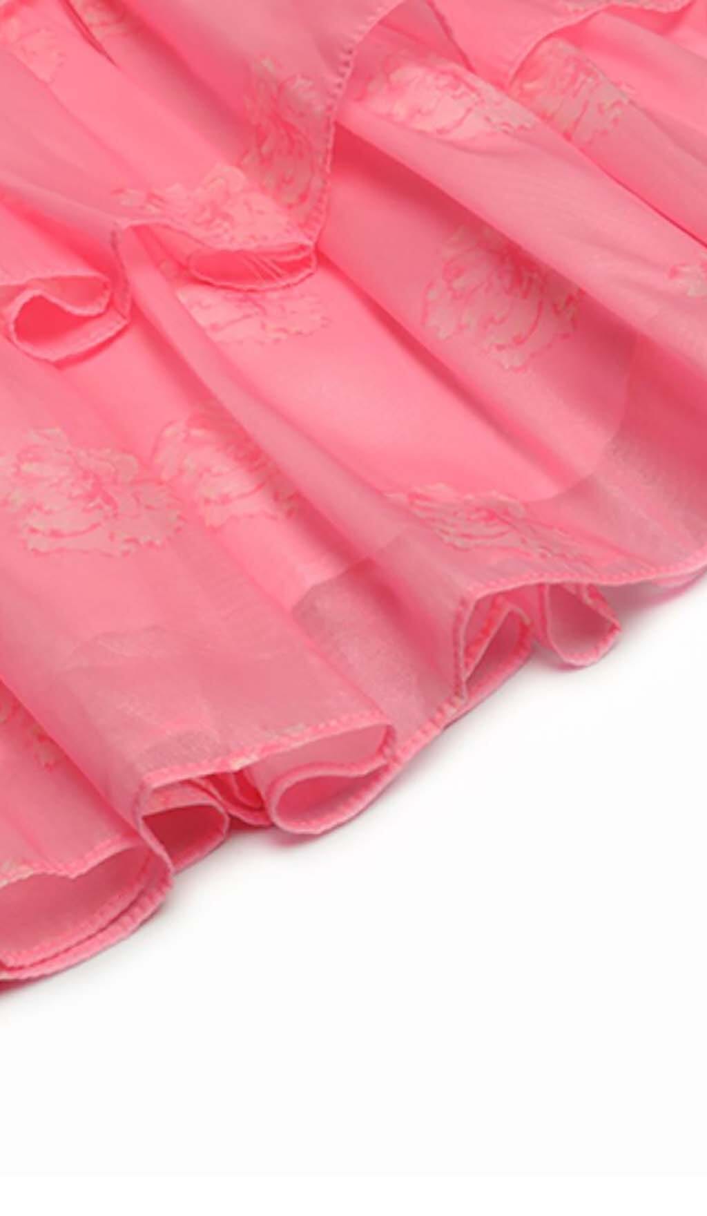 Puff Sleeve Tiered Mini Dress In Pink