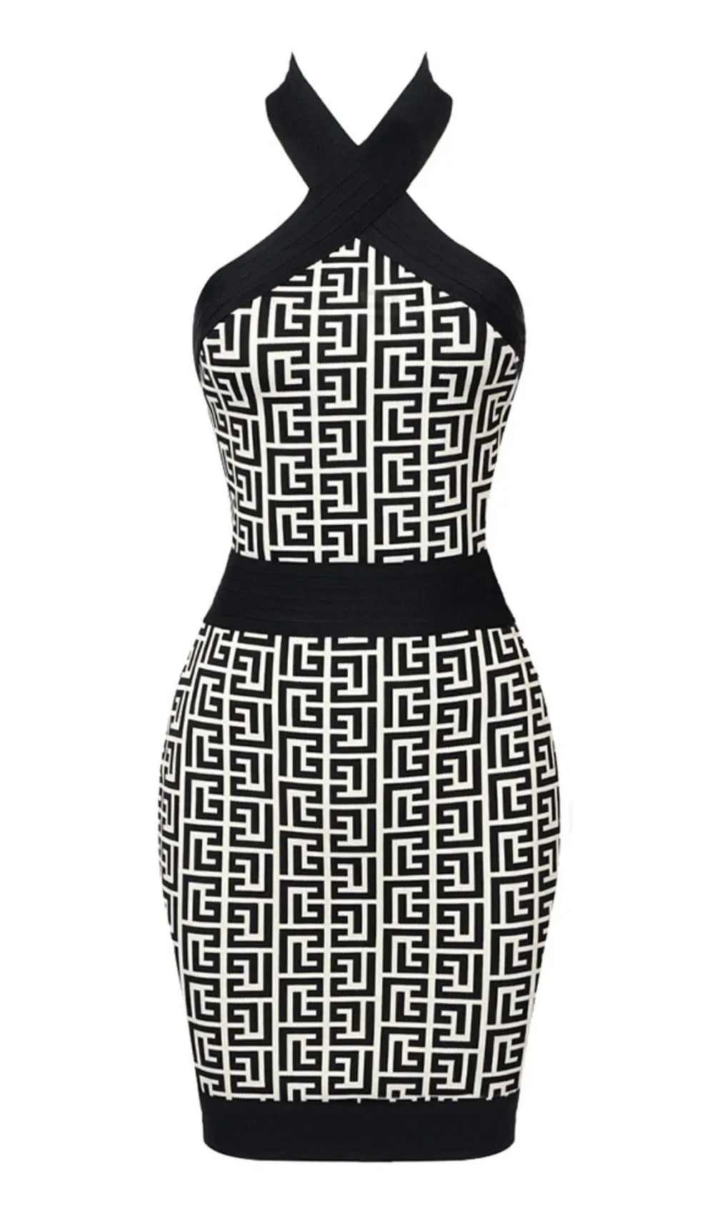 Halter Monogram Mini Dress In Mixed Colours