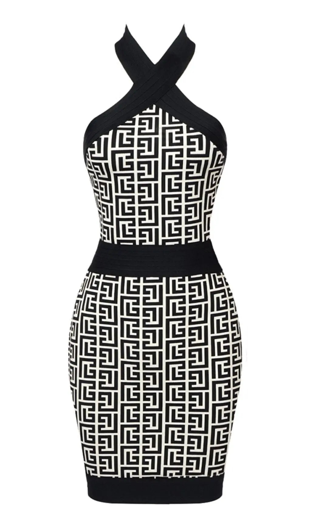 Halter Monogram Mini Dress In Mixed Colours