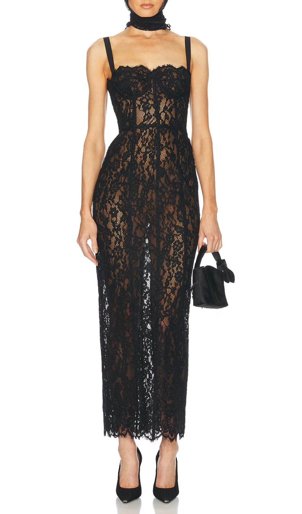 Elata Black Lace Maxi Dress