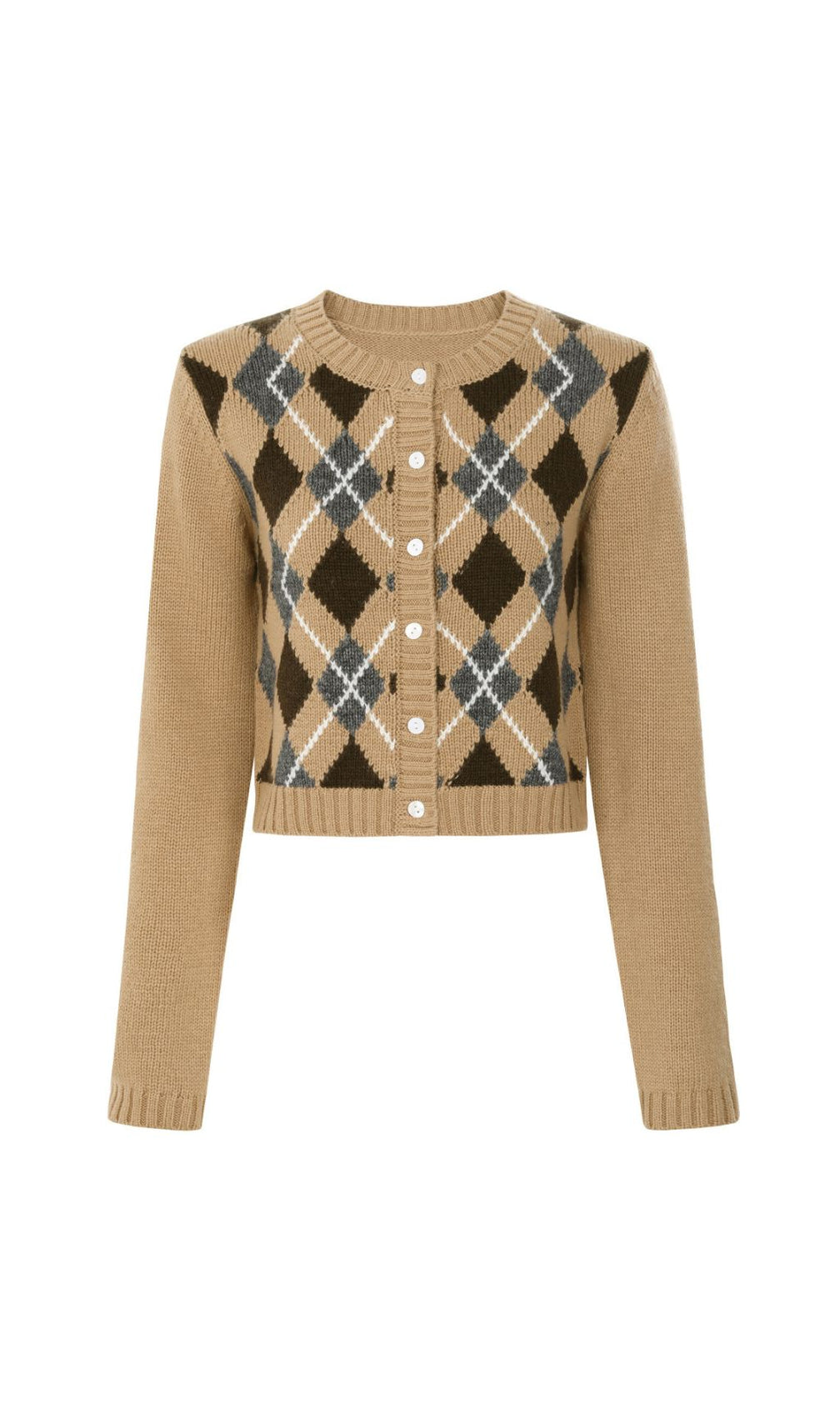 Jeffery Women's Cropped Argyle Knit Cardigan - Timeless Chic & Cozy