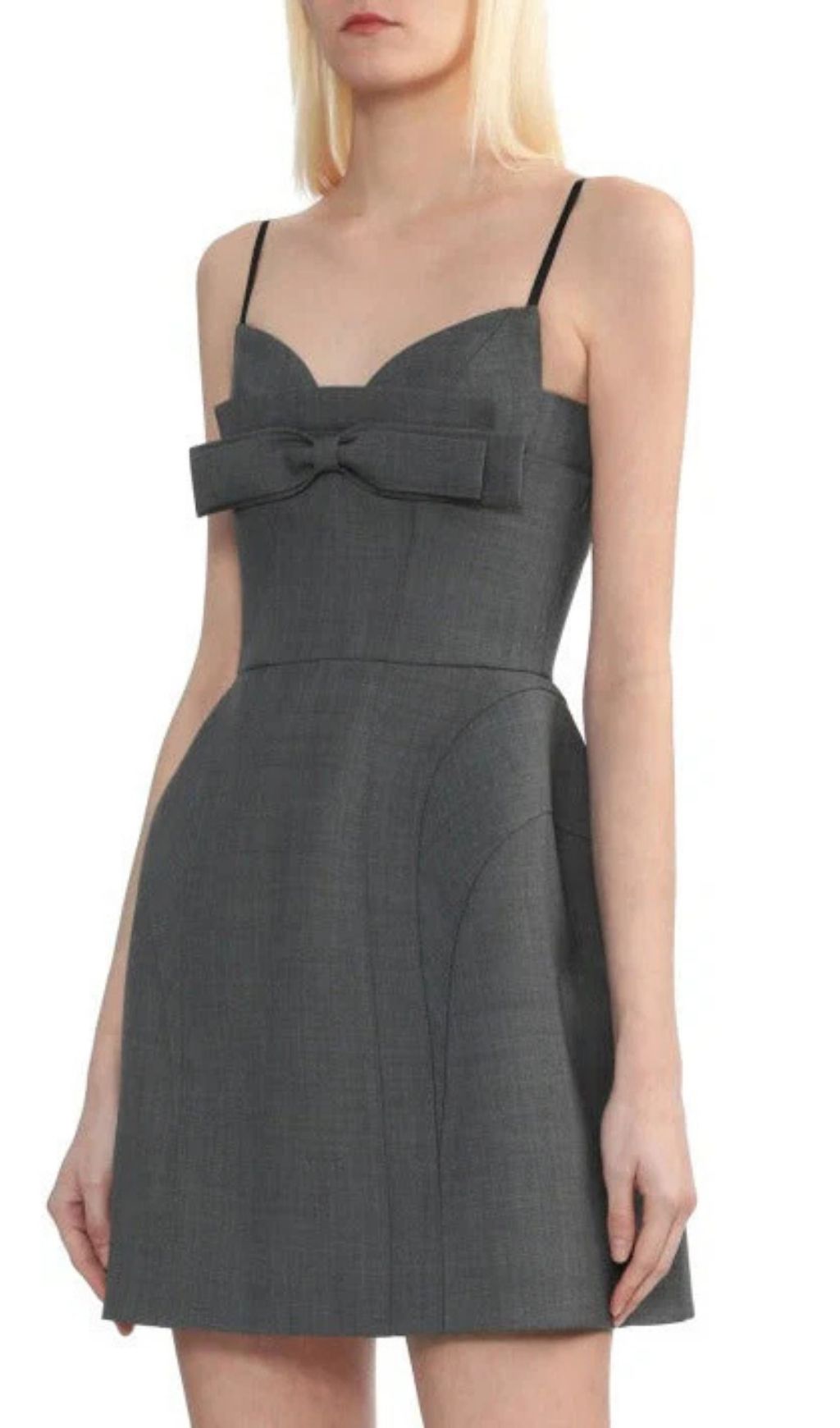 Arabela Bow-Front Grey Mini Dress - Chic Sweetheart Cocktail & Party
