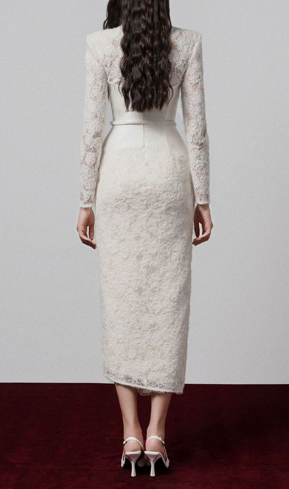 Gaia V-Neck Lace Midi Sheath Dress - Elegant & Versatile for Women