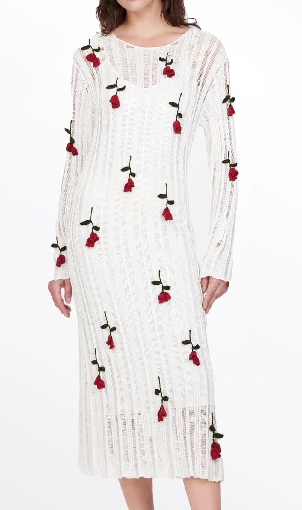 Brooks Flower Embellished Long Sleeve Dress