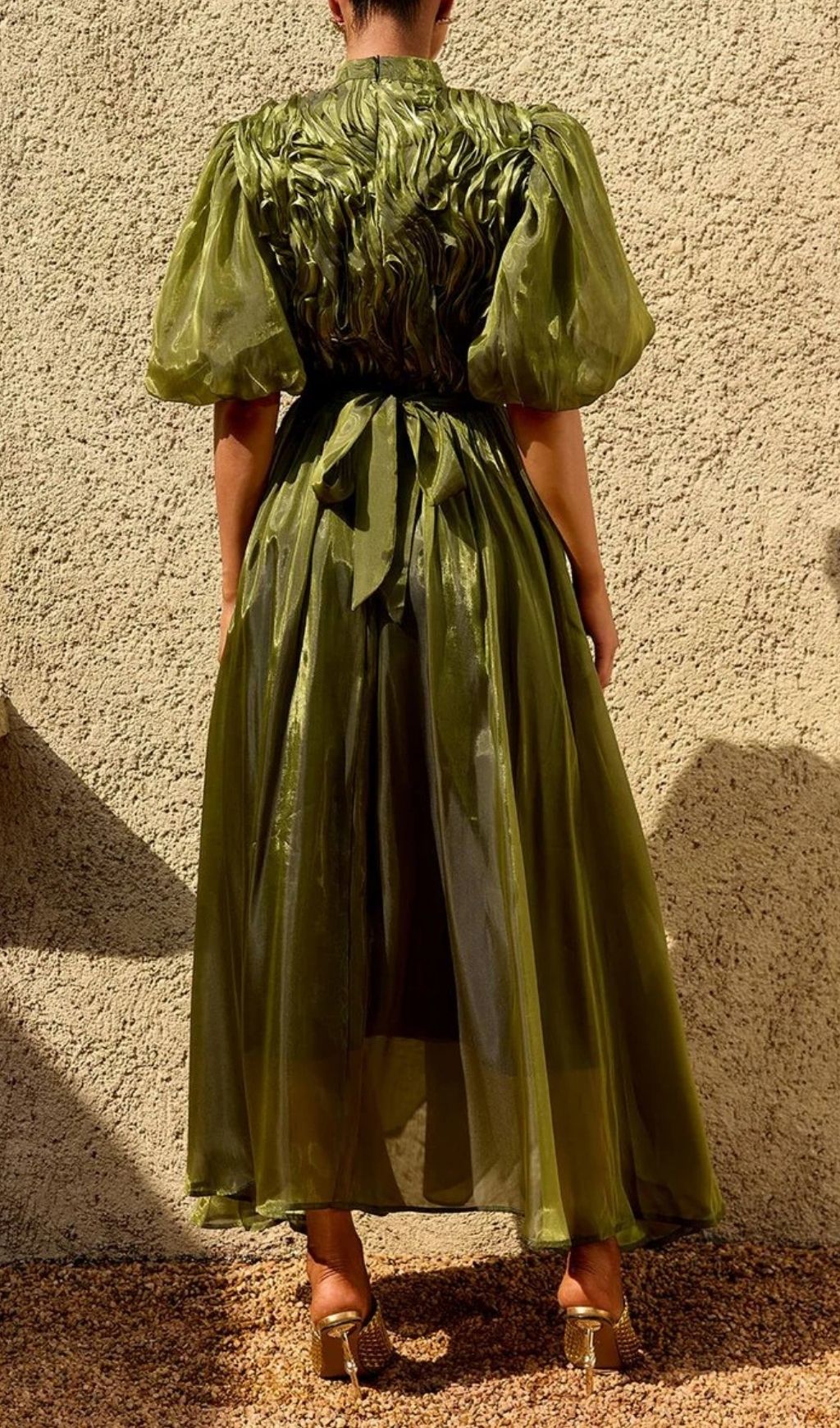 Zylarion Puff Sleeve Ruffle Maxi Dress