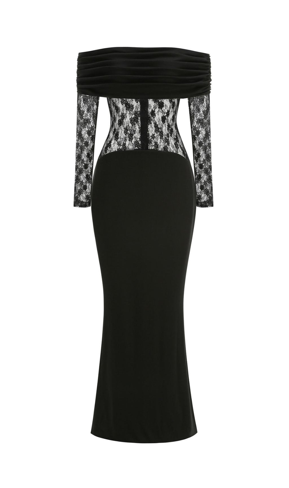Kashiti Black Off-Shoulder Lace Maxi Gown - Elegant Evening Dress for Women