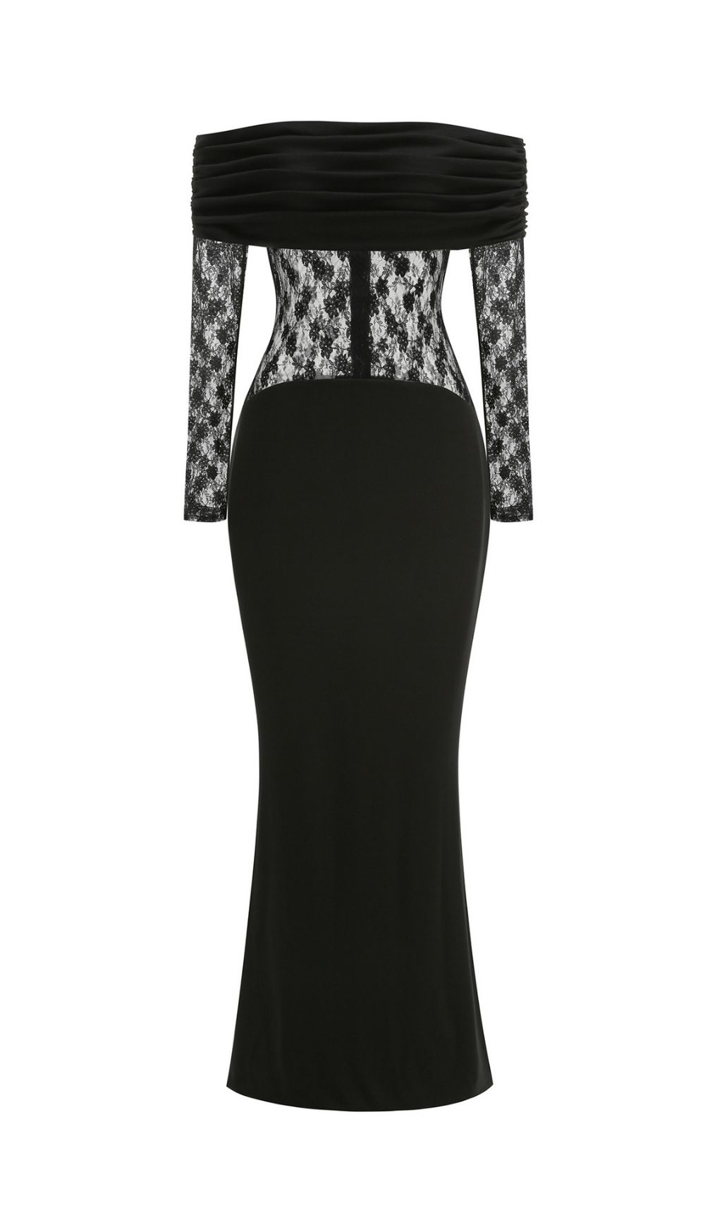 Kashiti Black Off-Shoulder Lace Maxi Gown - Elegant Evening Dress for Women