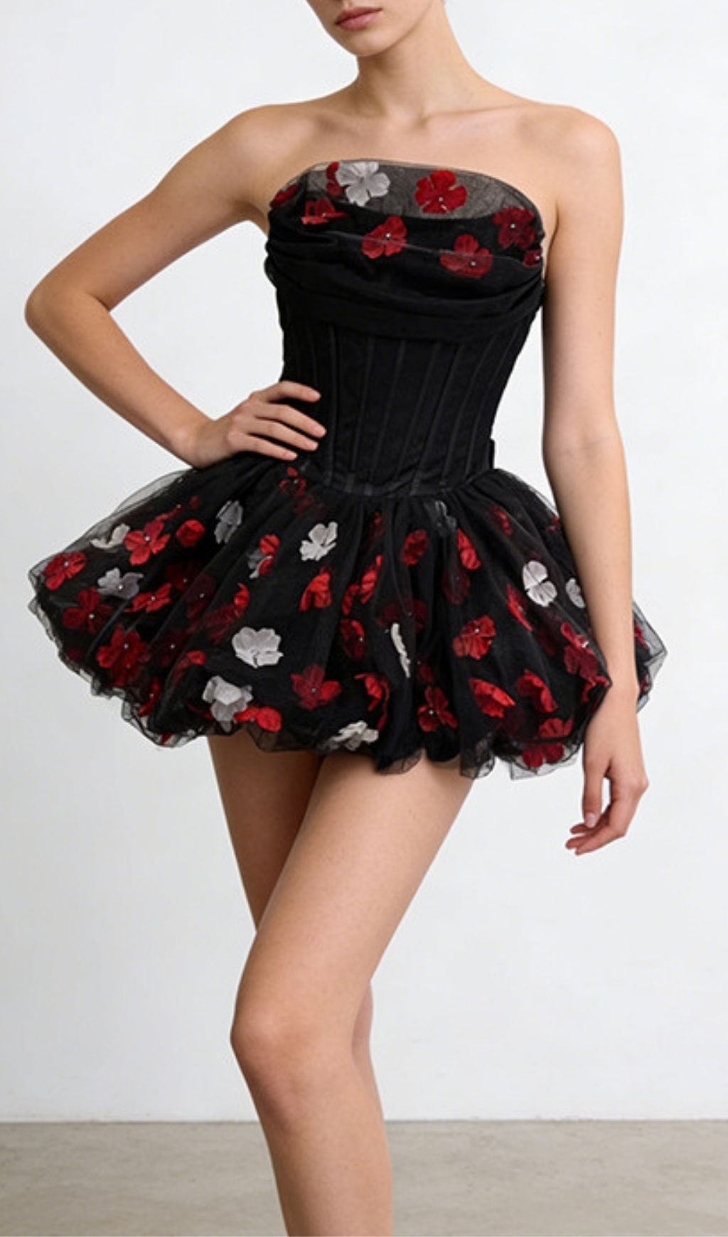 Kalani Strapless Corset Floral Mini Dress - Unleash Your Inner Bloom