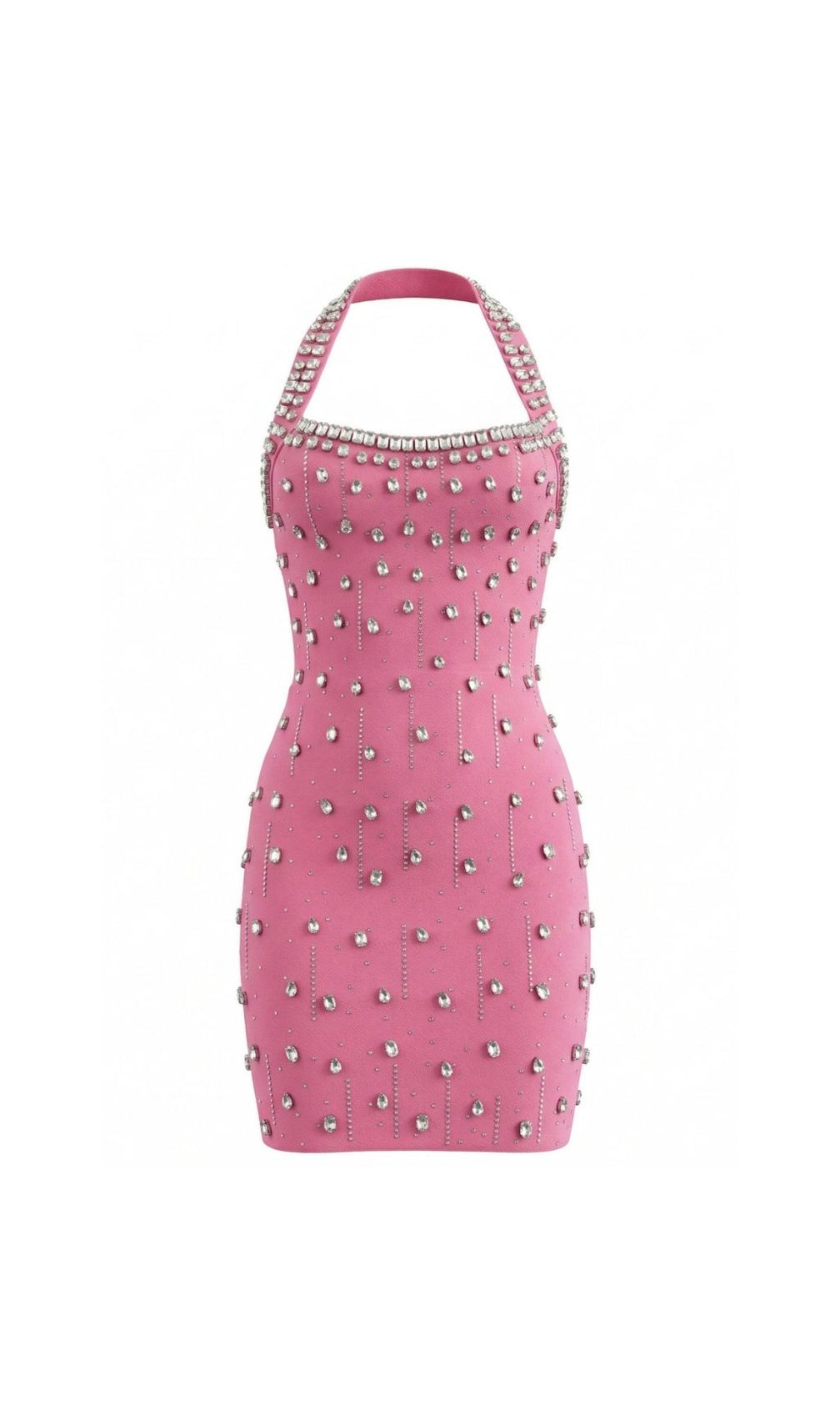 Keziah Dazzling Rhinestone Halter Bodycon Mini Dress