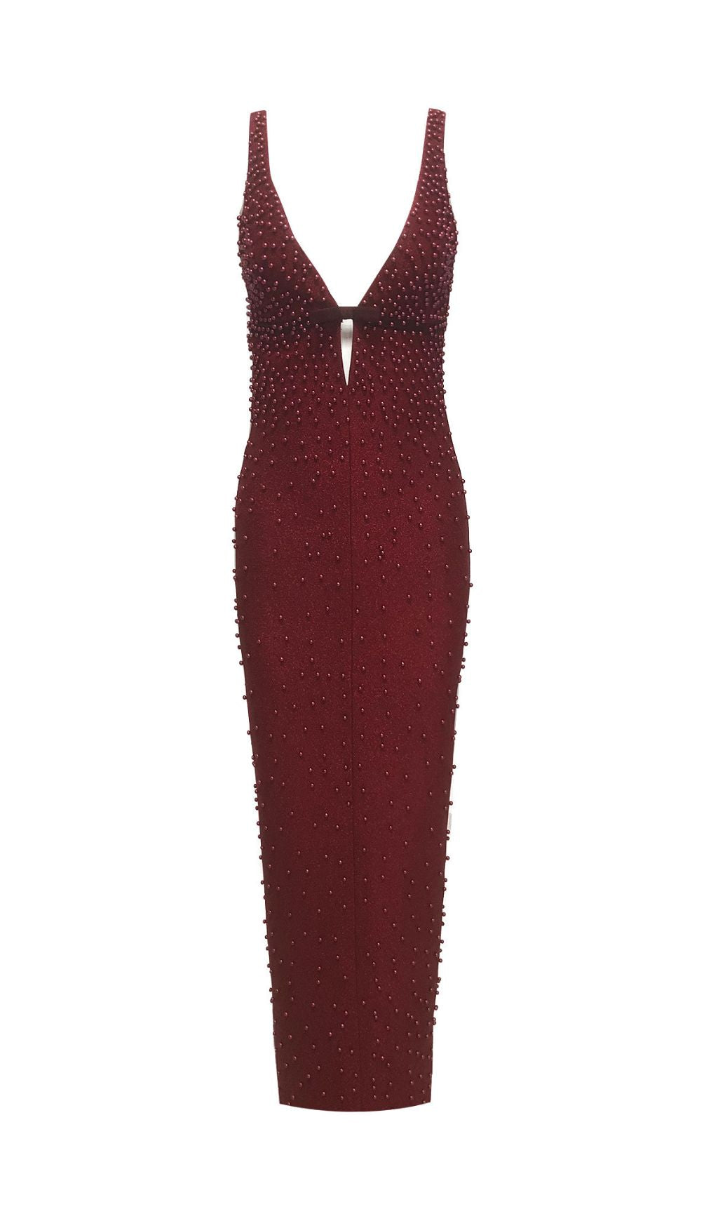 Jenaya Red Pearl Bandage Maxi Dress