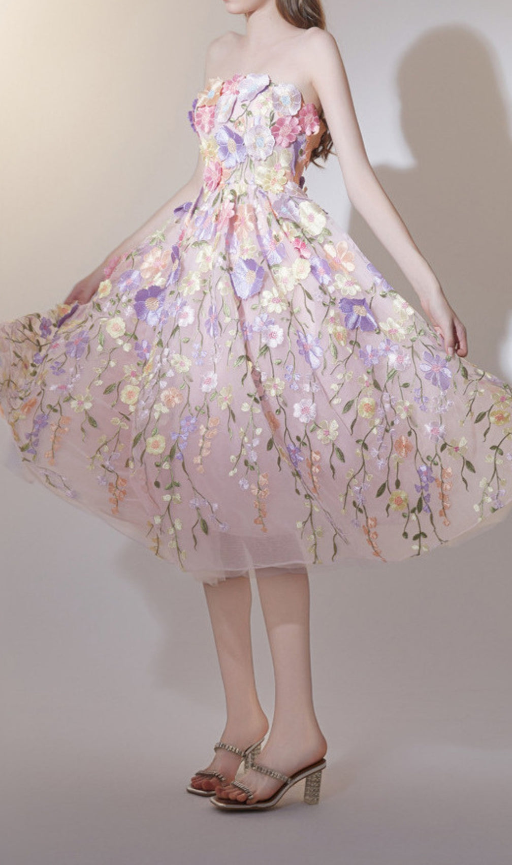 Danyale Strapless Flower Maxi Dress