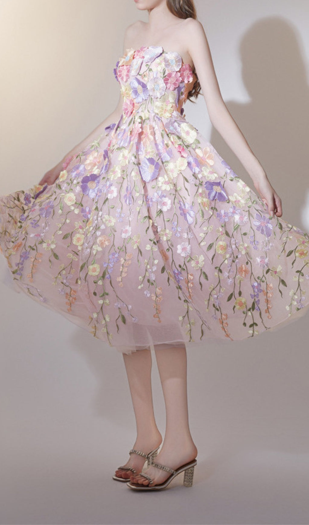 Danyale Strapless Flower Maxi Dress