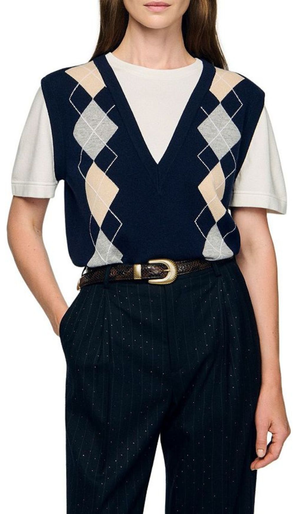 Layered Look Sweater Vest Top