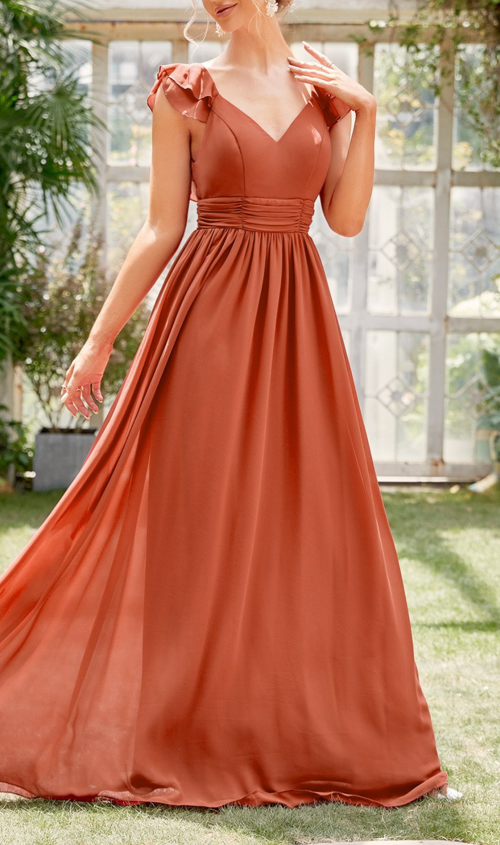 Gersemi V-Neck Ruffle Maxi Dress