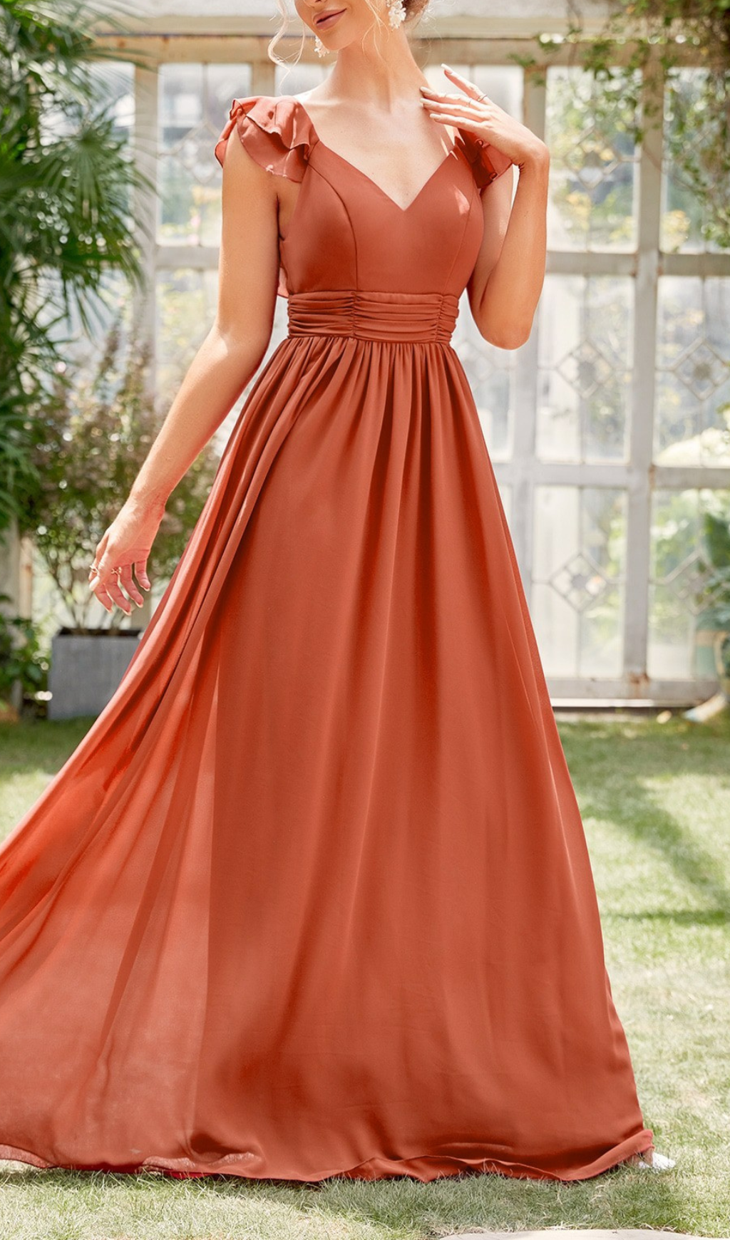 Gersemi V-Neck Ruffle Maxi Dress