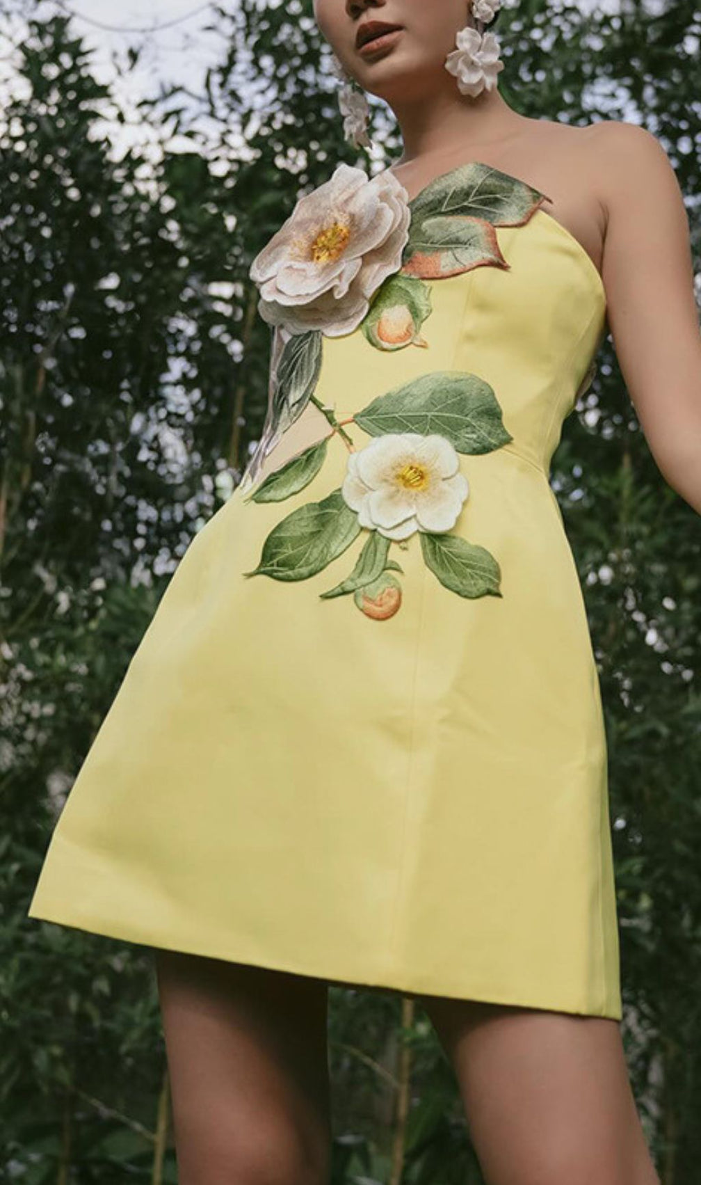 Gauri Strapless 3D Flower Mini Dress